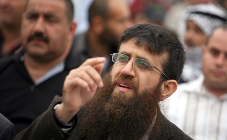 Israel released Khader Adnan, a senior member of Islamic Jihad, in February after a 66-day hunger strike. Now, he is helping rally support for Palestinian prisoners currently on hunger strike. He's shown here in the West Bank on April 18.