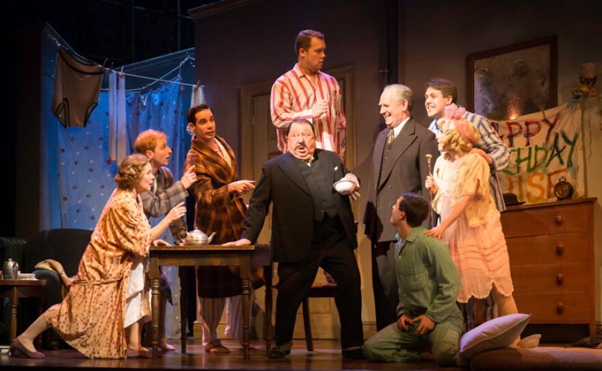 Rose (Imelda Staunton), and Newsboys (Roger Dipper, Kieron Jae, Dan Burton, Luke Street, Damien Poole) in "Gypsy.”