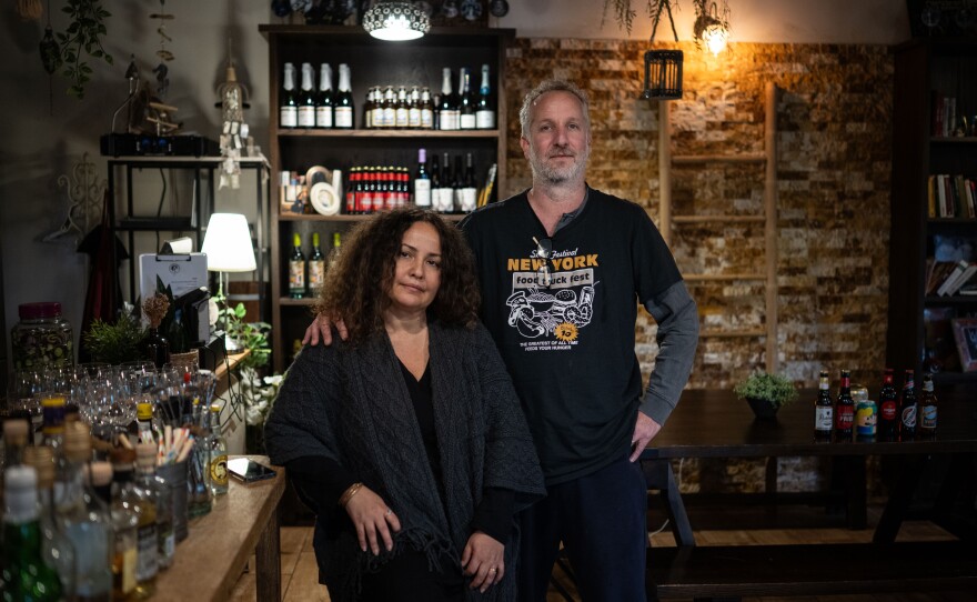 Ziv and Carine Marom in their restaurant, Maromim, at Kibbutz Lehavot Habashan.