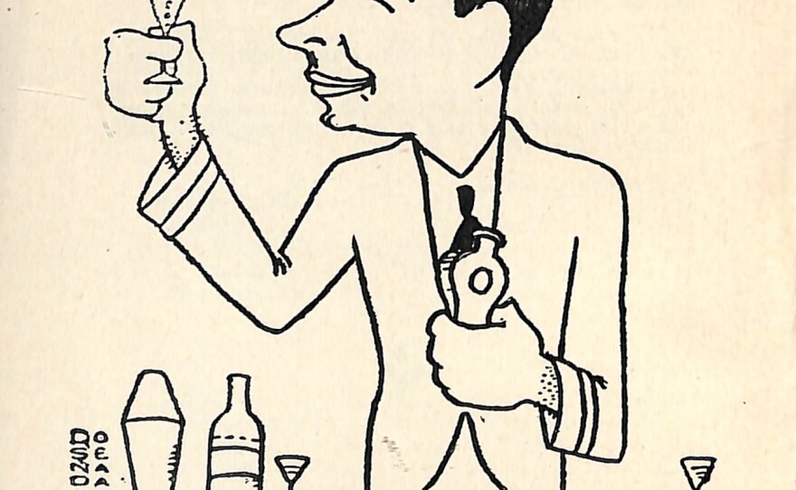 Illustration of Constantino Ribalaigua from a 1939 version of his book, Cocktails: La Bar Florida.