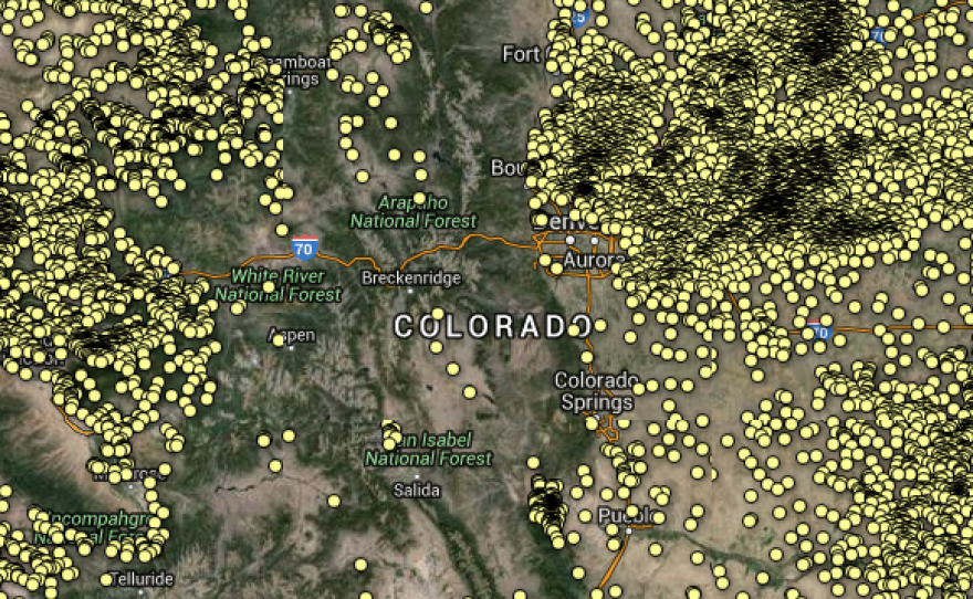 Three maps by Inside Energy explore the locations of abandoned wells in Colorado and the expansion of residential areas into historical oil and gas fields.