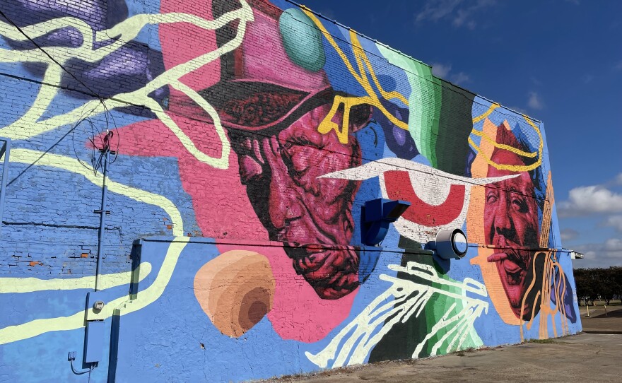 Murals in historic downtown Clarksdale, Mississippi which is often billed as the birthplace of the blues.