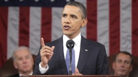 U.S. President Barack Obama (C), flanked by Vice President Joe Biden (L) and Speaker of the House John Boehner (R-OH), delivers his State of the Union address on Capitol Hill January 25, 2011 in Washington, DC. 