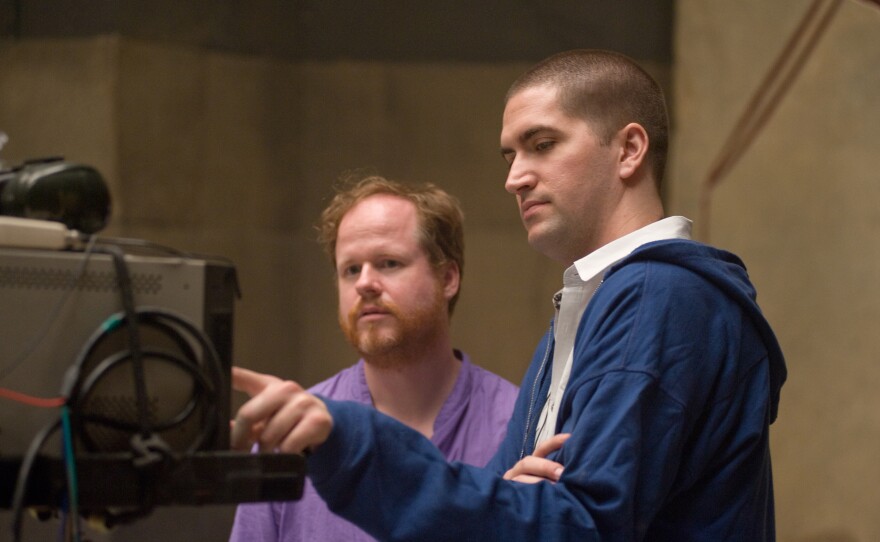 Joss Whedon and Drew Goddard on the set of "The Cabin in the Woods."