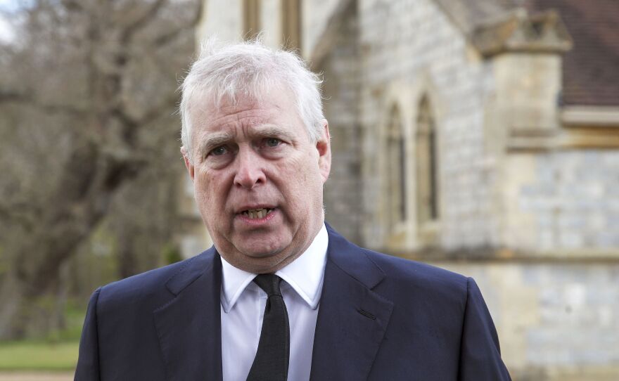 Britain's Prince Andrew speaks during a TV interview in April 2021. Lawyers for Prince Andrew and Virginia Giuffre, who accused him of sexually abusing her when she was 17, formally asked a judge Tuesday to dismiss her lawsuit.