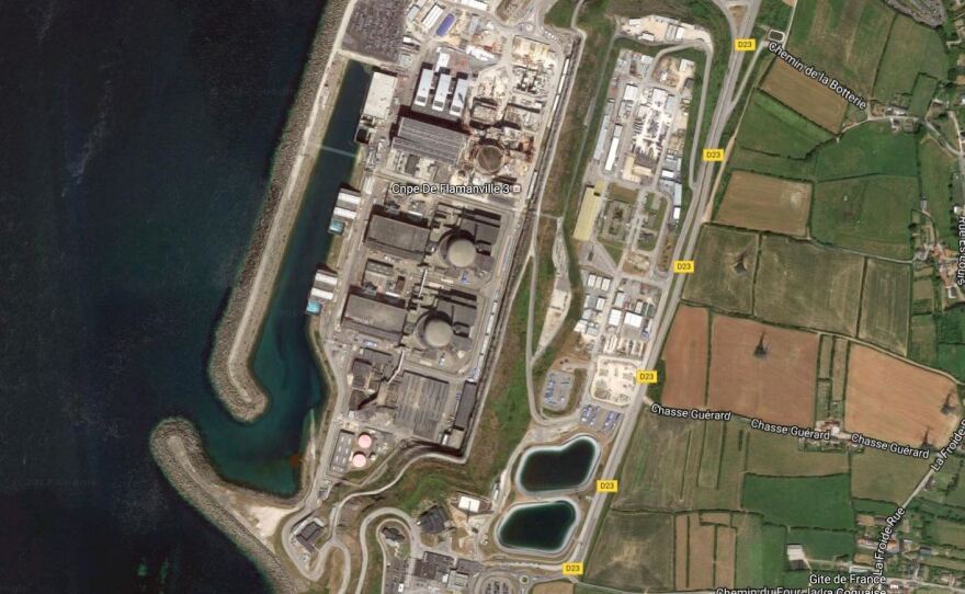 The Flamanville nuclear power facility sits on the shore of the English Channel. Officials say a fire at the plan has been contained.