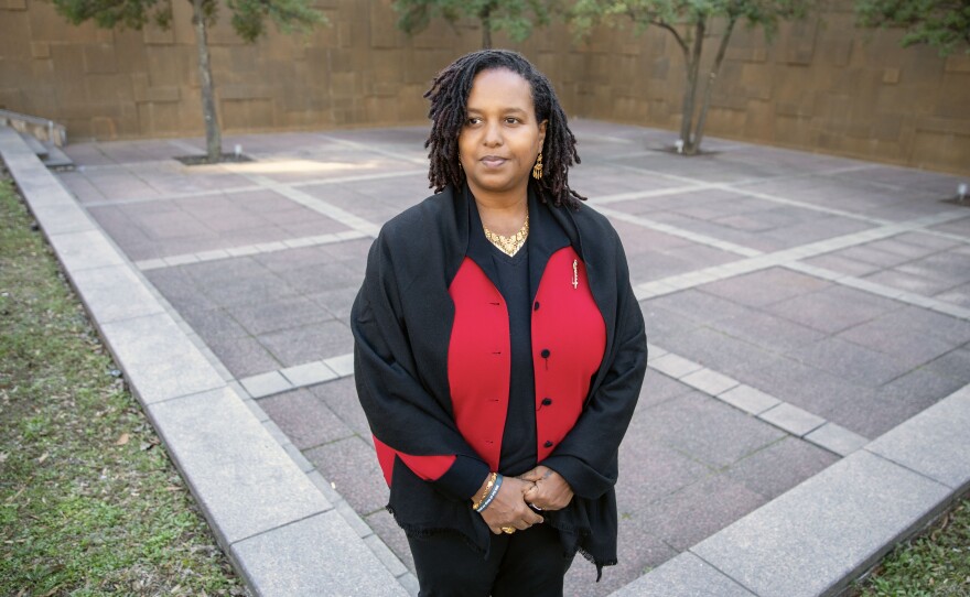 Queen Titile Keskessa poses during an interview on Feb. 13 in Memphis, Tenn. Keskessa moved from Ethiopia to the U.S. at 15 and quickly realized that the racial landscape in the two countries would be quite different.