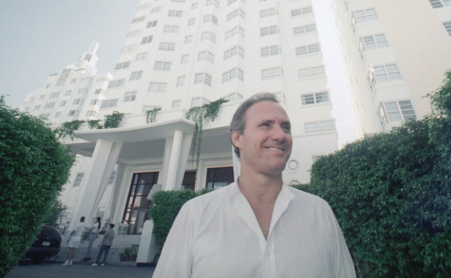 Ian Schrager in front of his new, luxurious Hotel Delano in Miami Beach, Florida on Sept. 13, 1995. Schrager, who was convicted of tax evasion in 1979, was pardoned by President Obama.