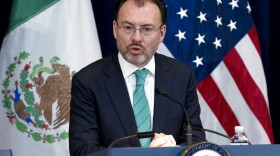 Mexico's Foreign Secretary Luis Videgaray speaks during a news conference, after a US-Mexico bilateral meeting on disrupting transnational criminal organizations at State Department in Washington, Thursday, Dec. 14, 2017.