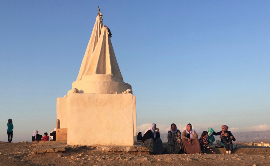 A Yazidi tomb in a village in the Kurdistan region of Iraq. Many families were displaced when ISIS killed hundreds of men and kidnapped thousands of women and children. More than 3,000 Yazidis are still missing.