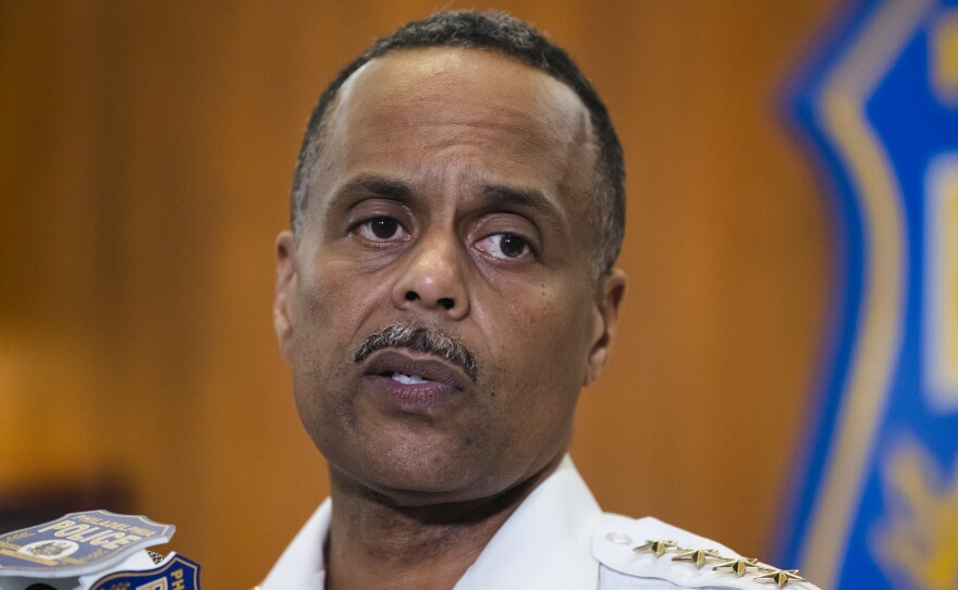 Philadelphia Police Commissioner Richard Ross speaking during a news conference in Philadelphia on July 18. He abruptly resigned Tuesday.