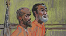 Mohamed Mohamud and Issa Doreh are shown in this 2010 courtroom drawing by Krentz Johnson.

