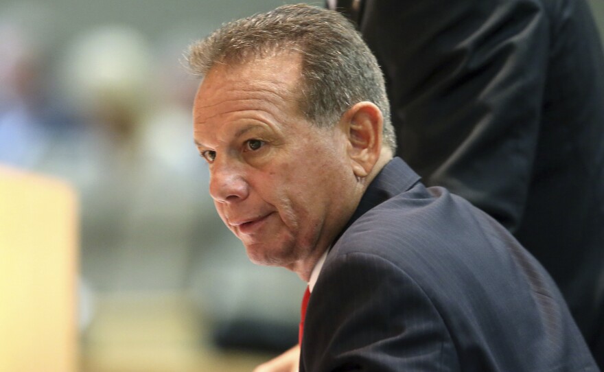 Former Broward County Sheriff Scott Israel appears before the state Senate Rules Committee concerning his dismissal by Gov. Ron DeSantis on Monday in Tallahassee, Fla.