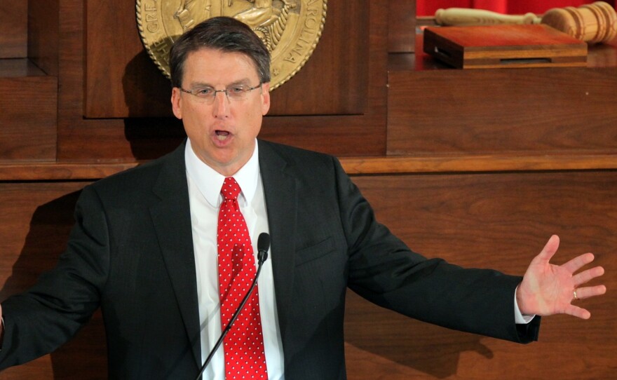 North Carolina Gov. Pat McCrory delivers the State of the State address, in Raleigh in February.