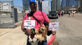 Tim and his nerdy pup at the March for Science.