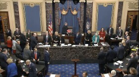 In this image from video, Chief Justice of the United States John Roberts arrives for the vote in the impeachment trial against President Donald Trump in the Senate at the U.S. Capitol in Washington, Wednesday, Feb. 5, 2020. 