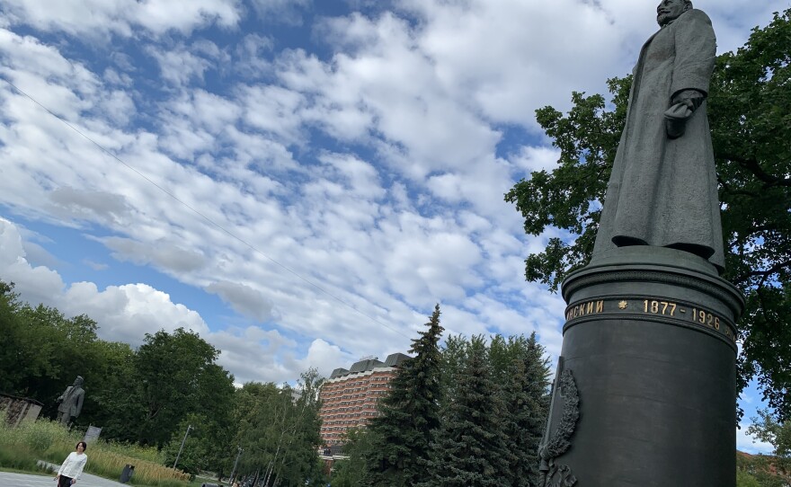 The statue of KGB founder Felix Dzerzhinsky stands in Fallen Monument Park.