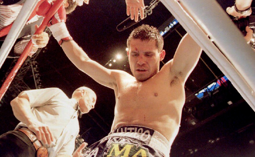 Julio Cesar Chavez of Mexico stands in his corner after receiving a head butt from Frankie Randall in the eighth round of their 1994 WBC Super Lightweight Championship fight. The scheduled 12 round fight was stopped after the incident, and the judges awarded the fight to Chavez.