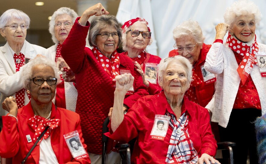 "Rosies" pose for a photo at the U.S. Capitol before their Congressional Gold Medal Ceremony on Wednesday.