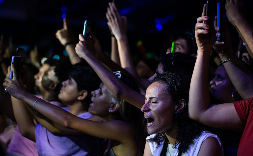 Fans sing along to Anitta at the Village Festival in Rio de Janeiro on Dec. 4.