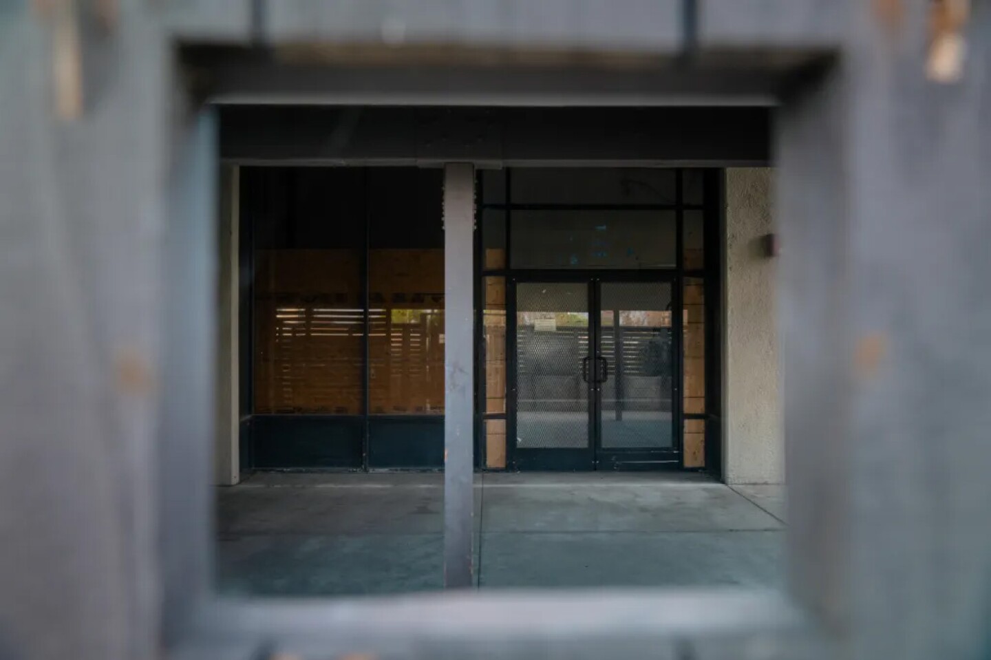 A former homeless shelter in Anaheim that has been permanently shut down and boarded up on May 14, 2024.