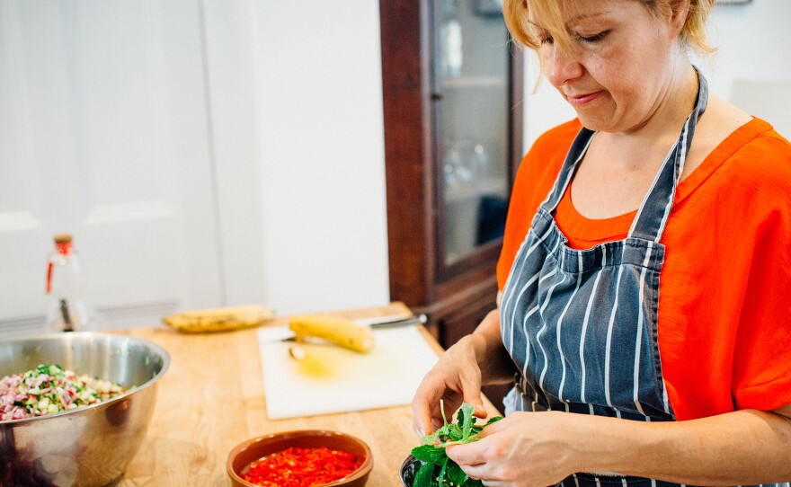 Siao, a chef with Mazi Mas, in the kitchen.