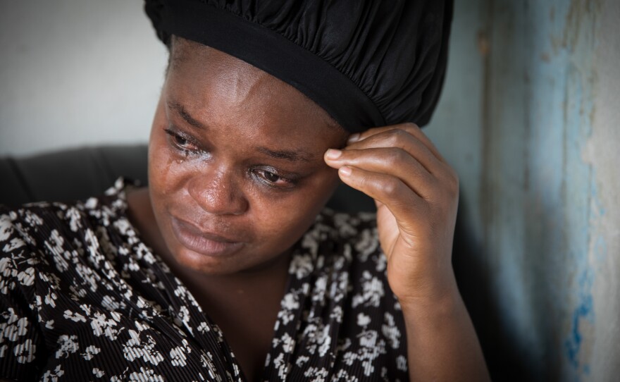 Sherrine Petit Homme LaFrance weeps as she recounts how her relatives who live in Nassau turned their backs on her after her home was decimated by Hurricane Dorian.