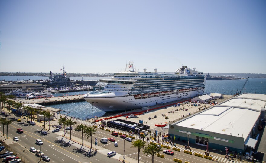 A cruise ship is docked at the Port of San Diego B Street Cruise Terminal in 2106 in this undated photo.