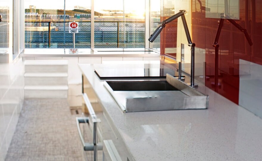 The Kasita unit comes with a washer and dryer, dishwasher and subwoofer. The floors have bendable tiles — which don't crack during a move.