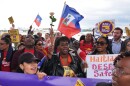 People chant during a rally in Fort Lauderdale, Fla., in support of the extension of Temporary Protected Status (TPS) for Haitian immigrants.