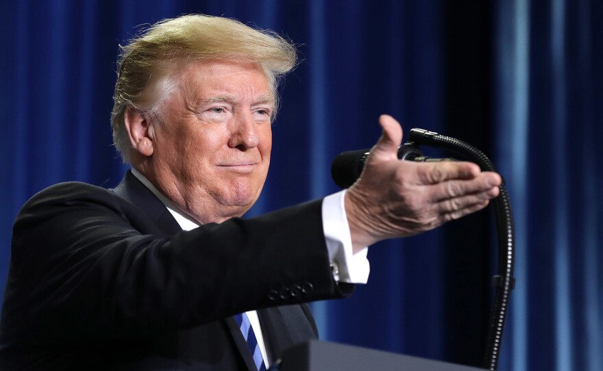 President Trump announces a plan to overhaul how Medicare pays for certain drugs during a Thursday speech at the Department of Health and Human Services in Washington, D.C.