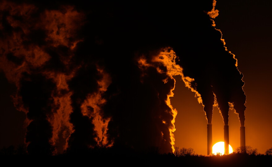 The Jeffrey Energy Center coal-fired power plant as seen in January 2026 in Topeka, Kan. Burning coal contributed to a significant increase in greenhouse gas emissions by the United States last year, according to a new United Nations report.