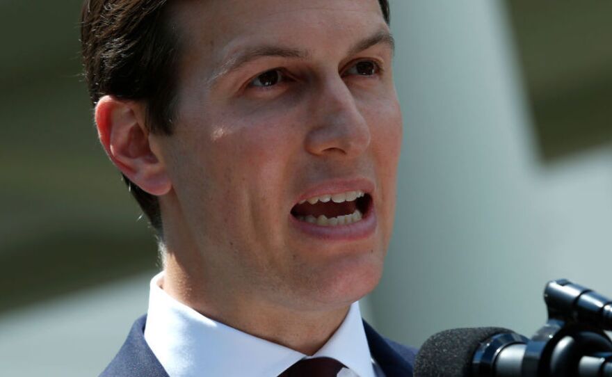 Jared Kushner, a senior adviser to President Trump, makes a statement at the White House Monday after being interviewed by the Senate Intelligence Committee in Washington, D.C.