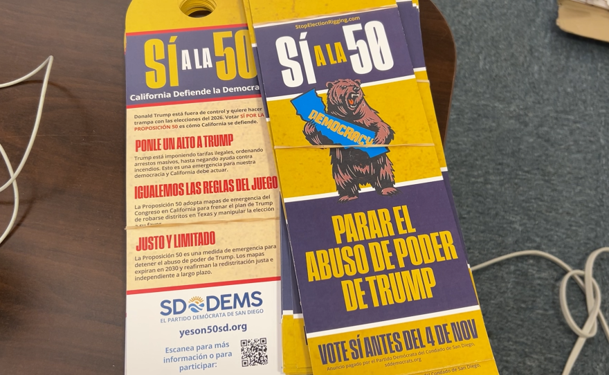 Spanish language door hangers in support of Prop 50