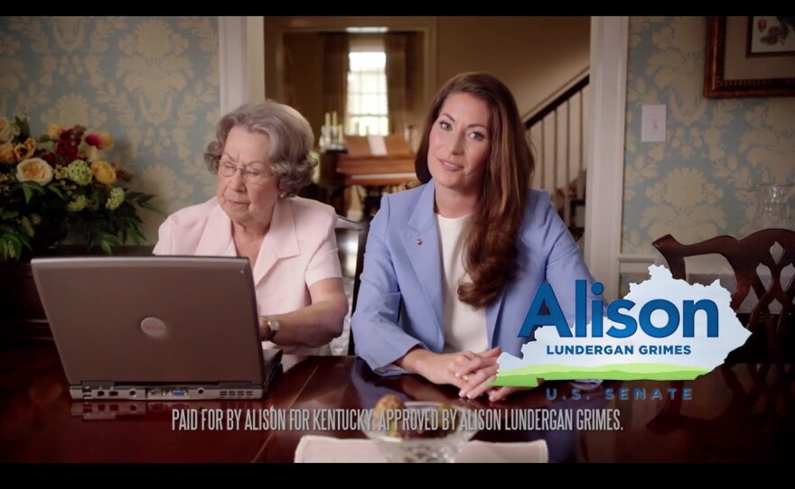 Democratic Senate candidate Alison Lundergan Grimes raises her game in a video about her challenge to GOP Sen. Mitch McConnell.