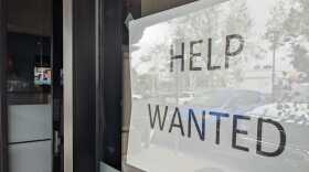A help wanted sign is posted in the window of a Tierrasanta business. San Diego, Calif. March 31, 2022.