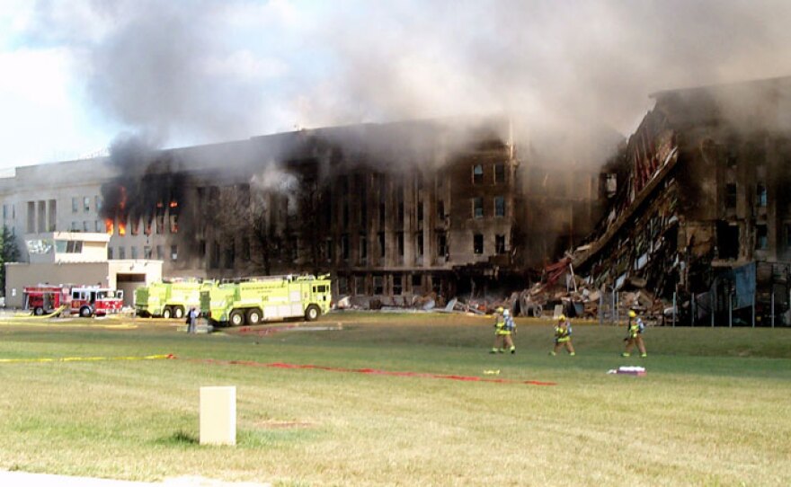 The firefight at the Pentagon after the collapse, Arlington County, Va., Sept. 11, 2001.