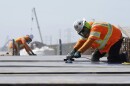 Ironworkers with the California High-Speed Rail Authority work on the Hanford Viaduct, Tuesday, April 15, 2025, in Kings County, Calif.