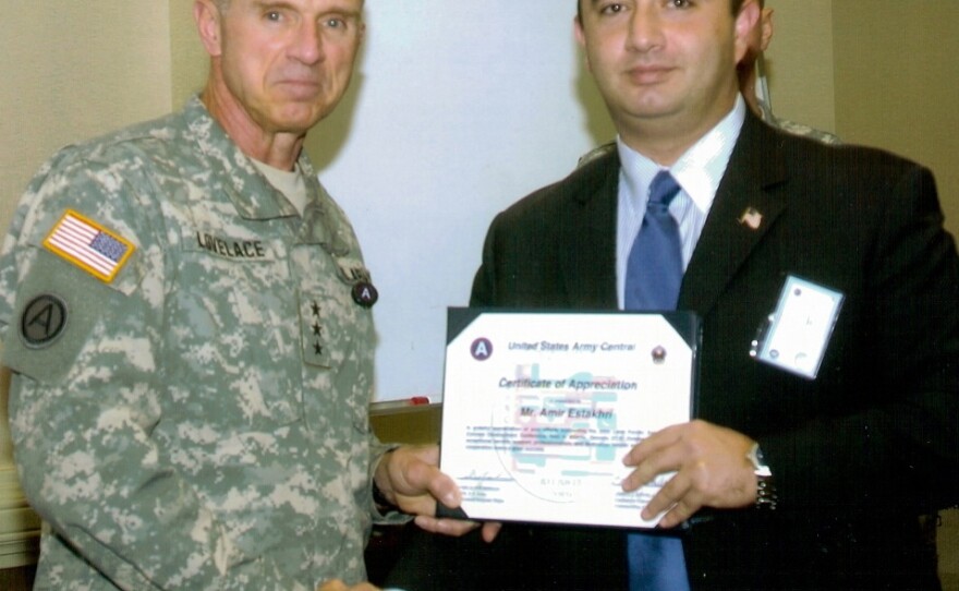 Estakhri with Ret. Lieutenant General James Lovelace, former Commanding General of U.S. Army Central. Atlanta, 2008.