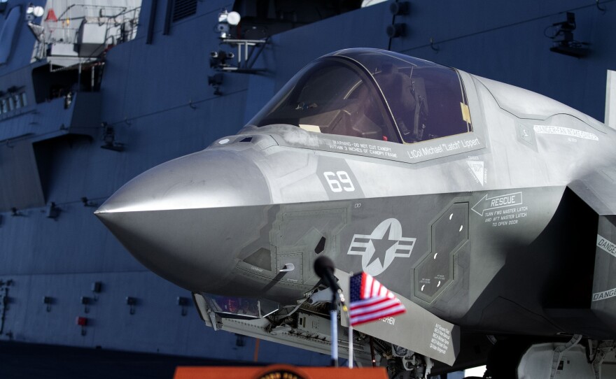 A U.S. Marine Corps F-35B aboard the JS Kaga off the coast of San Diego, Calif. Nov. 6, 2024.