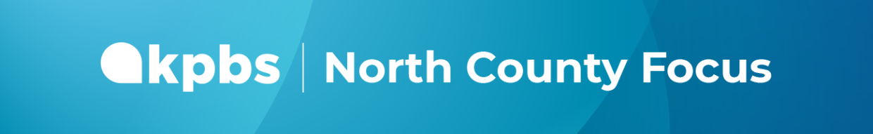 Banner including KPBS Logo against a light blue background and a text to promote Sign up for the North County Focus newsletter