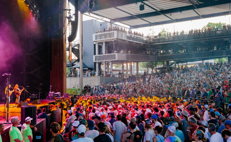 The crowd watches Widespread Panic perform during All Good Now festival at Merriweather Post Pavilion.