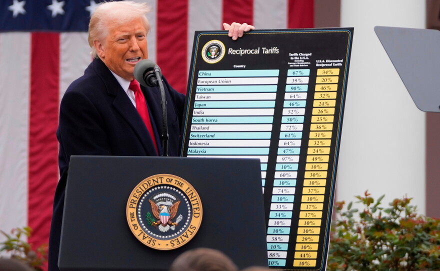 President Donald Trump speaks during an event to announce new tariffs in the Rose Garden at the White House on April 2, 2025, in Washington.