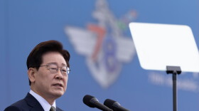 South Korean President Lee Jae Myung delivers a speech during the Armed Forces Day at a military base in Gyeyong, South Korea, Thursday, Oct.  1, 2026.