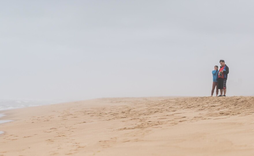 An eight-image panorama of the Phams in Ocean City, Md., on April 13, 2019.