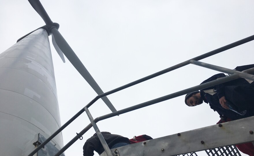 Climbing the TSTC wind turbine in Sweetwater.