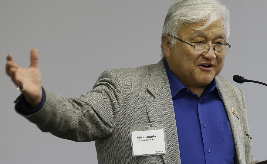 U.S. Rep. Mike Honda speaks during the City of Fremont Legislative Brunch at Tesla motors in Fremont, Calif., in May 2013.