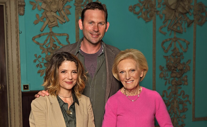 Mary Berry (right) visits Powderham Castle in Devon, to spend time with the Earl and Countess of Devon.