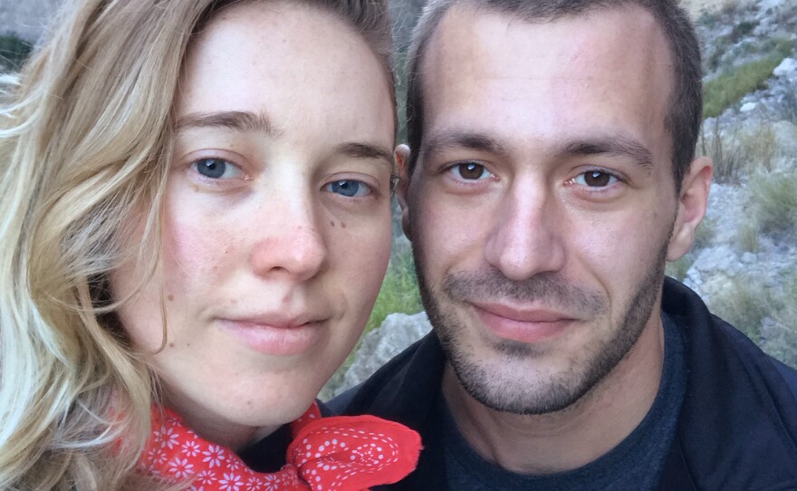 Sarah Ziegenhorn and Andy Beeler shared a selfie while hiking in Texas' Big Bend National Park in December 2018. Beeler died of an opioid overdose last March. Ziegenhorn traces his death to the many obstacles to medical care that Beeler experienced while on parole.