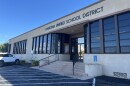 A car is parked in front of Ramona Unified School District headquarters, Nov. 19, 2025.